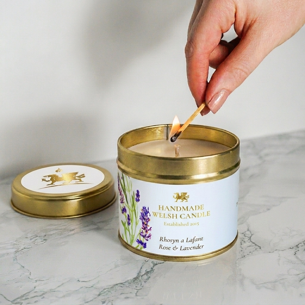 Blodau Rose & Lavender Tin Candle