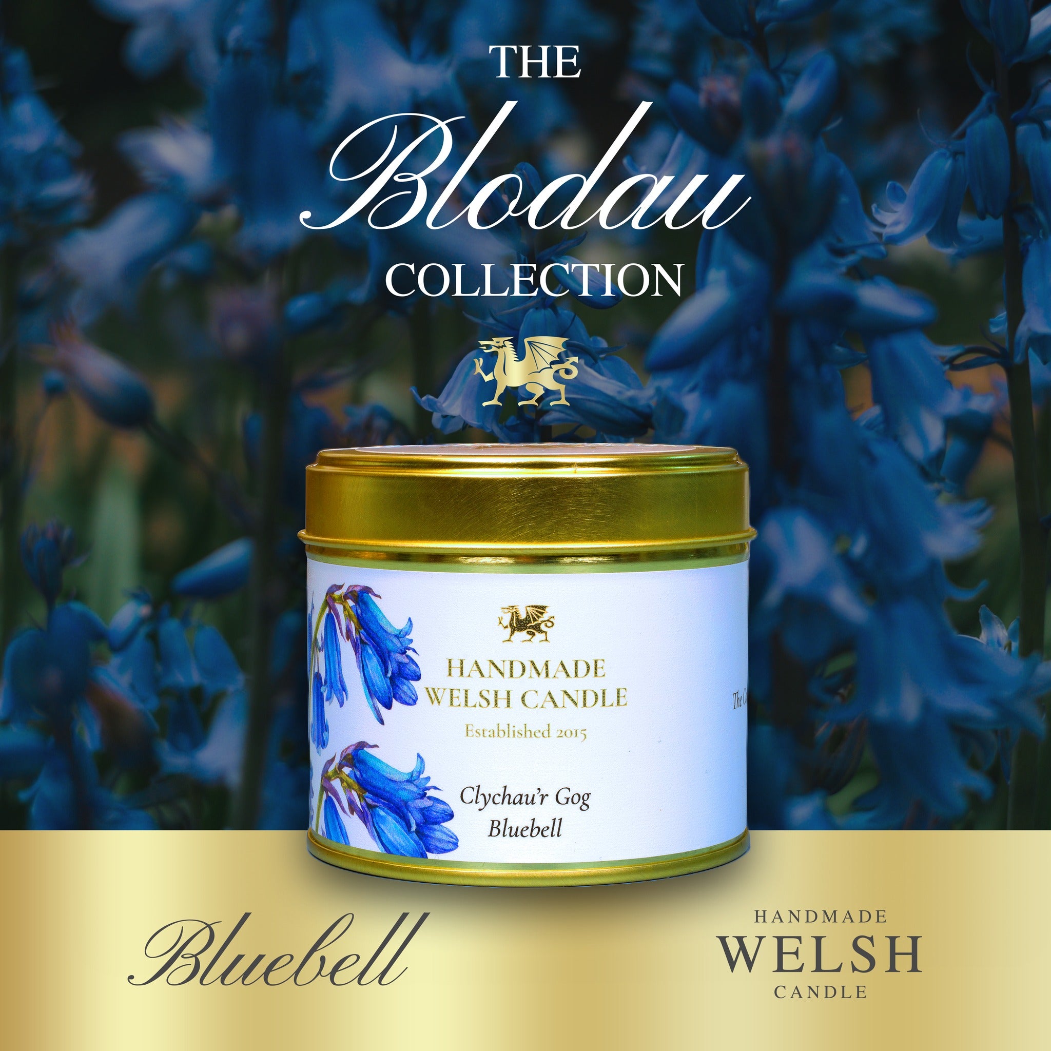 Handmade Welsh Candle | Blodau Bluebell Tin Candle
