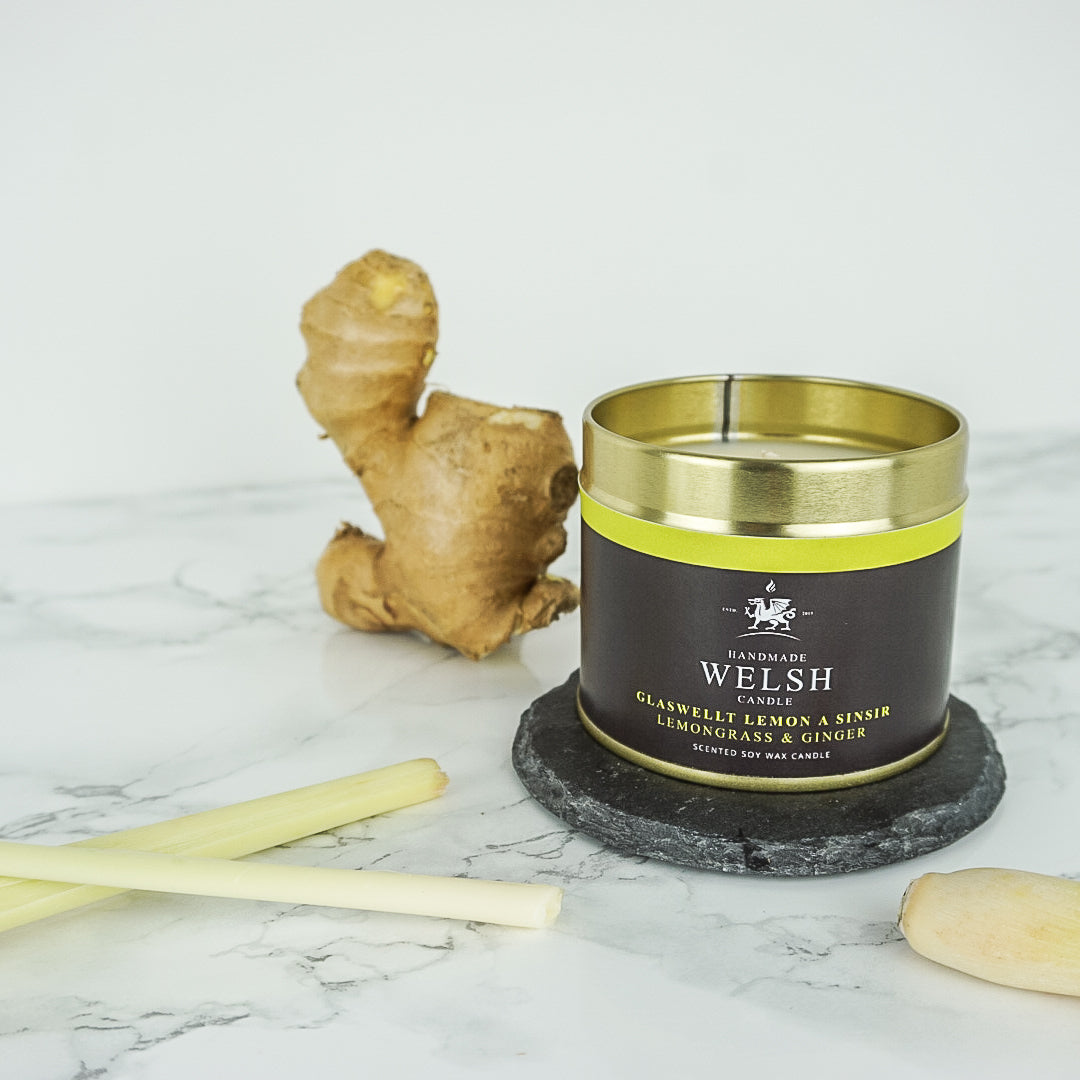 Handmade Welsh Candle | Lemongrass & Ginger Tin Candle