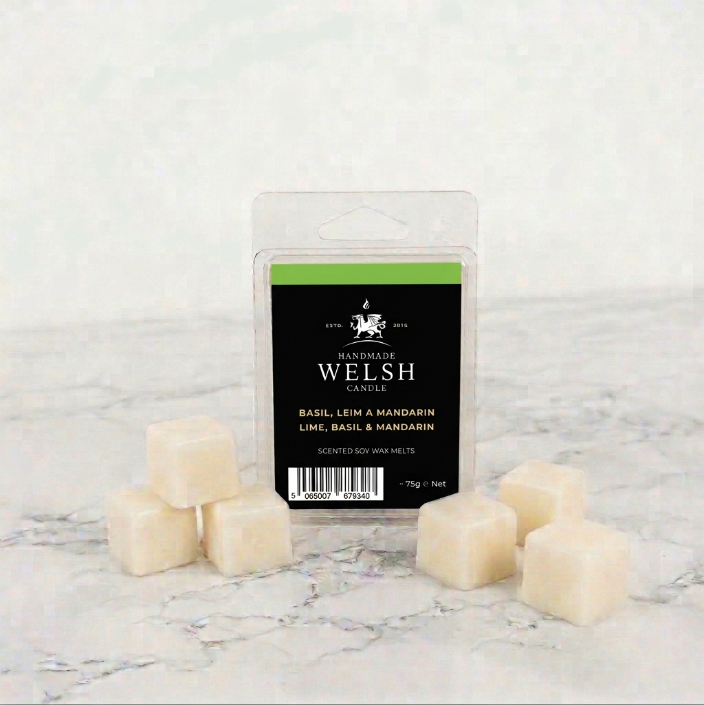 Handmade Welsh Candle | Lime, Basil & Mandarin Wax Melts